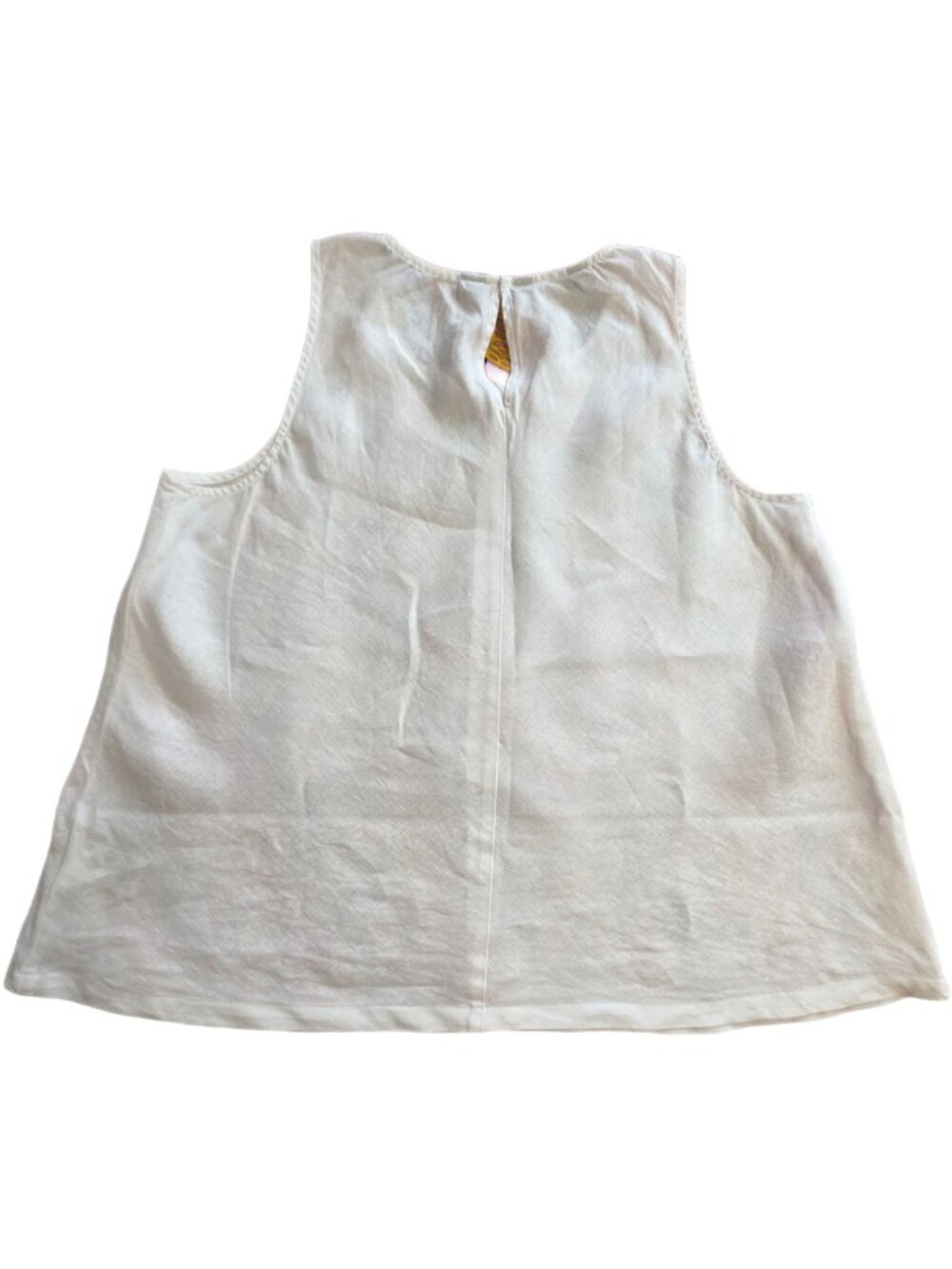 Lands' End 100% Linen White Tank Top L 14-16 Coastal Grandma Minimalist Shell - Picture 4 of 11